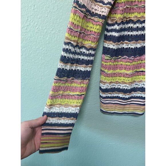 Vintage Missoni‎ Women's Stripe Button Up Cardigan Sweater Lime Green Size 10 - Picture 5 of 10